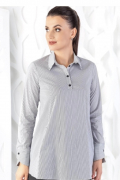 Рубашка удлиненная женская с карманами в полоску